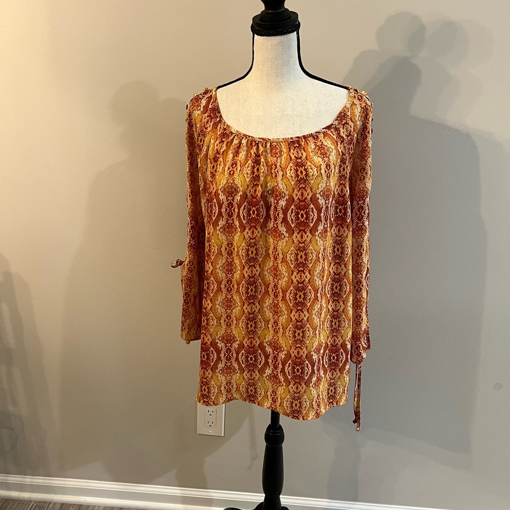 Zac & Rachel Women's Blouse - Red and Yellow Pattern